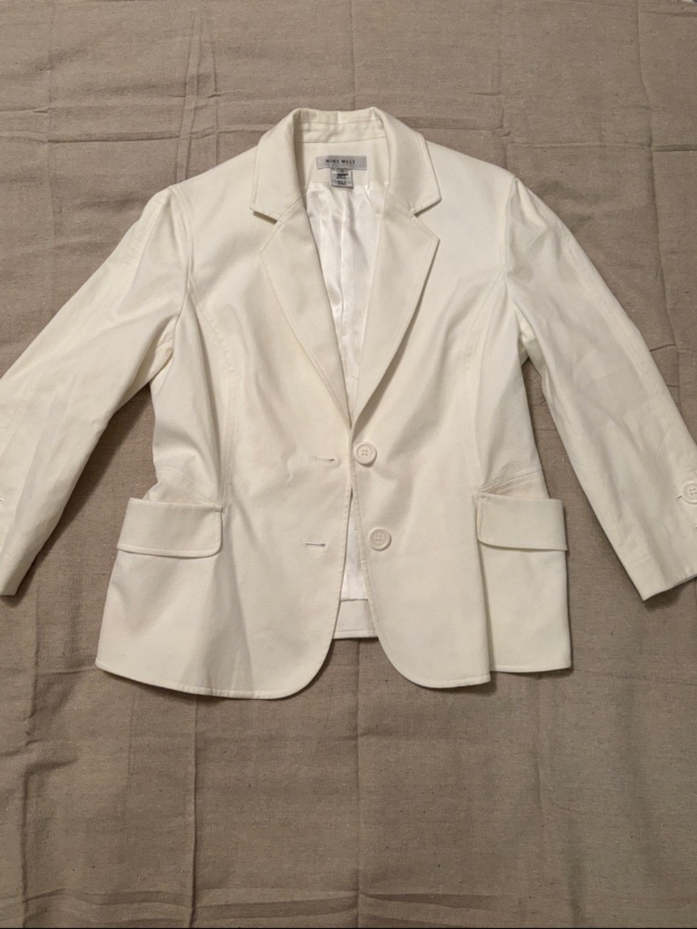 Nine West Ivory Two-Button Tailored Blazer